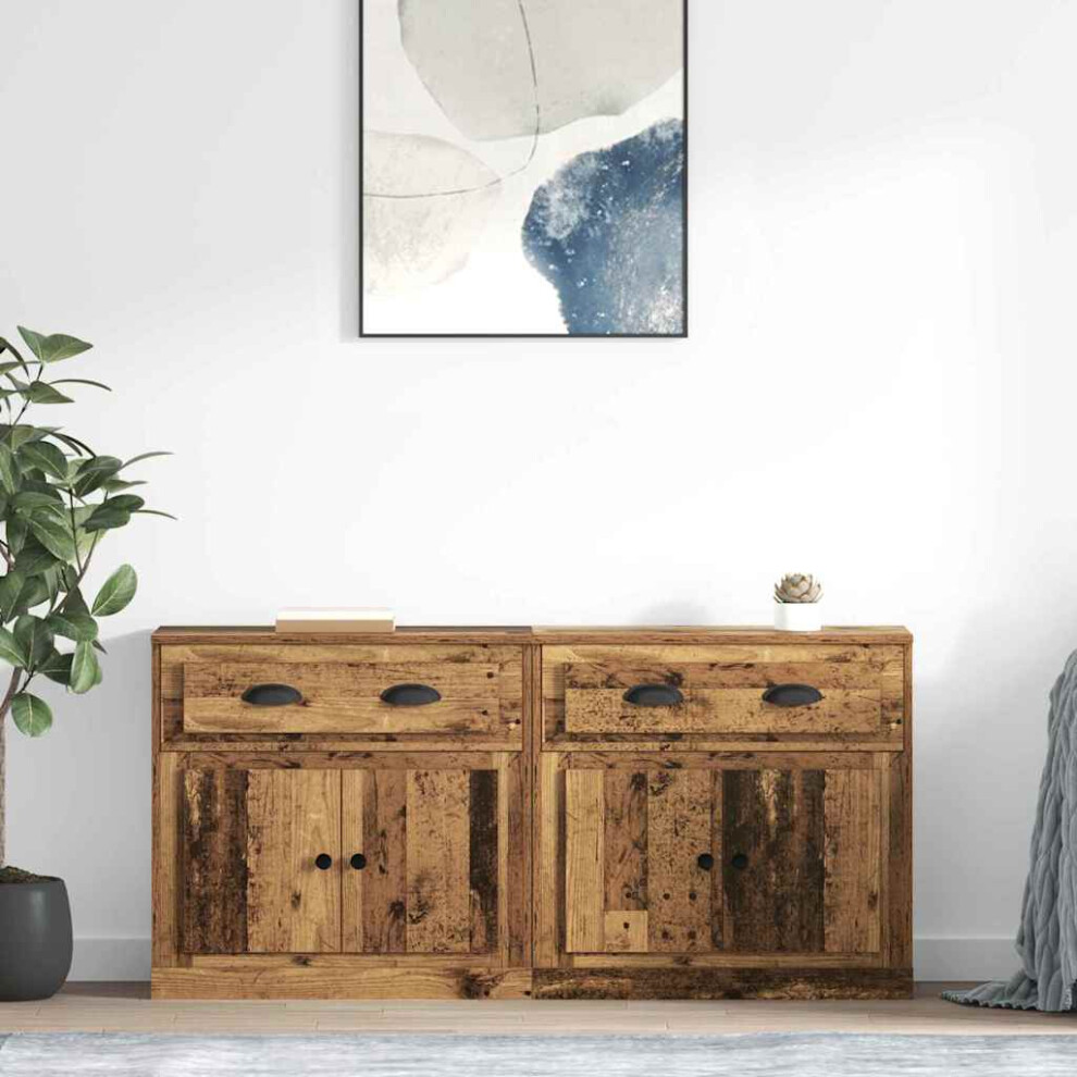 Vidaxl Sideboards 2 Pcs Old Wood 70 X 35.5 X 67.5 Cm Engineered Wood