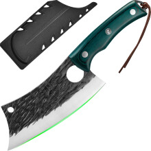FULLHI Couteau de Chef Acier Carbone 29 cm Style Japonais Manche en Bois — couteau cuisine tranchant, couteau à viande