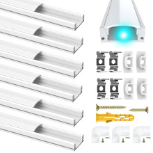 Chesbung Profil Lèche LED Aluminium Lot de 6 Pièces 1 m Forme en U Blanc — profil ruban led, eclairage sous meuble