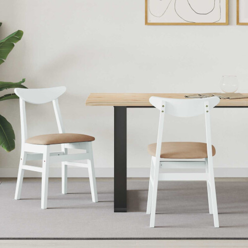 VidaXL vidaXL Dining Chairs 2 pcs White 42 x 47.5 x 81 cm Solid Rubber Wood