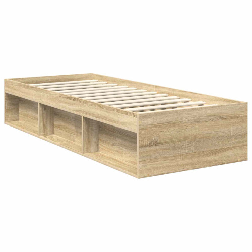 VidaXL vidaXL Bed Frame with Headboard Sonoma Oak 75 x 190 cm Solid Pine Wood 2