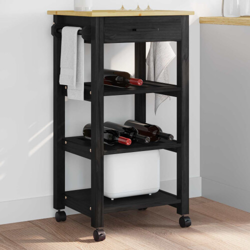 VidaXL vidaXL Kitchen Trolley MONZA Black 48 x 40 x 88.5 cm Solid Pine Wood 2