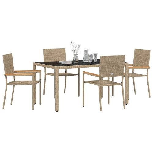 VidaXL vidaXL Garden Dining Set 5 pcs Beige Poly Rattan 1