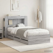vidaXL Bed Frame with Storage Grey Sonoma 90 x 190 cm Engineered Wood