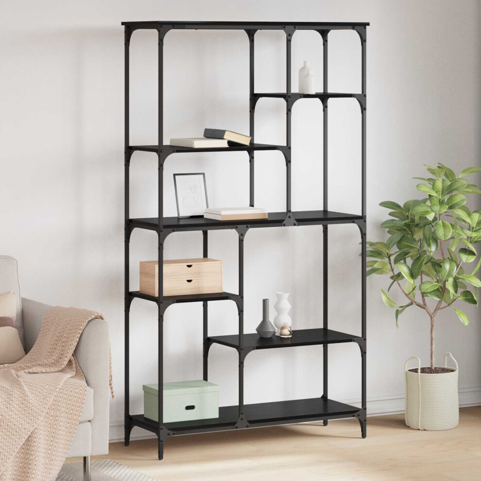 Vidaxl Bookshelf Oak 99 X 35.5 X 176 Cm Engineered Wood Black