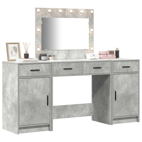VidaXL vidaXL Dressing Table with Mirror Lights 3 pcs Grey Engineered Wood 2