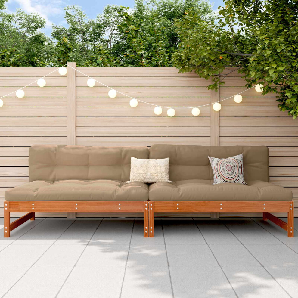Vidaxl Garden Middle Sofa Solid Pine Wood Wax 240 X 84 X 70 Cm Brown