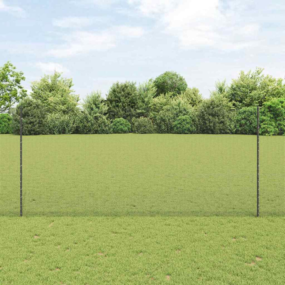 Vidaxl Welded Wire Fence With Post 25 X 1.4 M Pvc-Coated Steel Grey