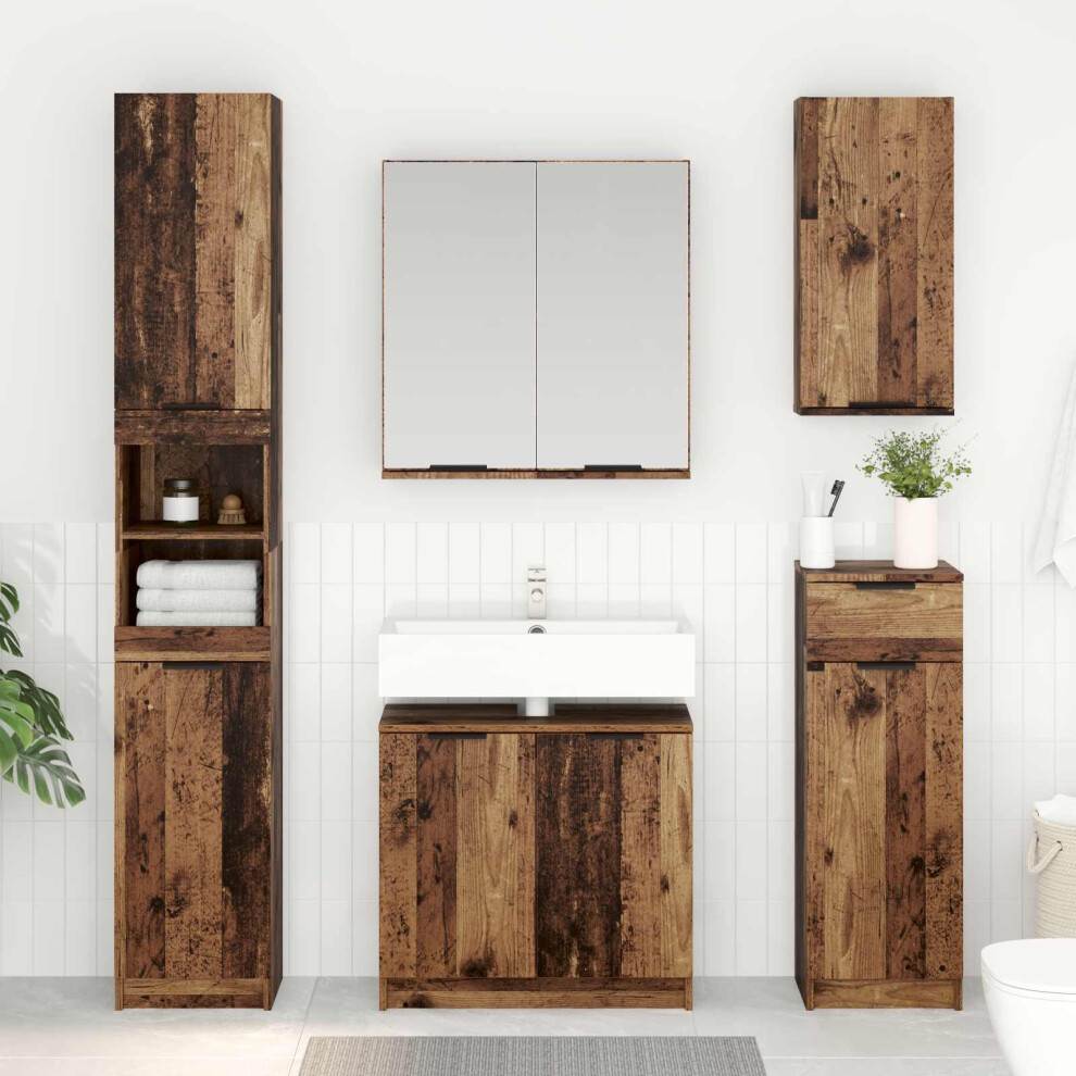 Vidaxl Bathroom Cabinet Old Wood 64.5 X 33.5 X 59 Cm Engineered Wood