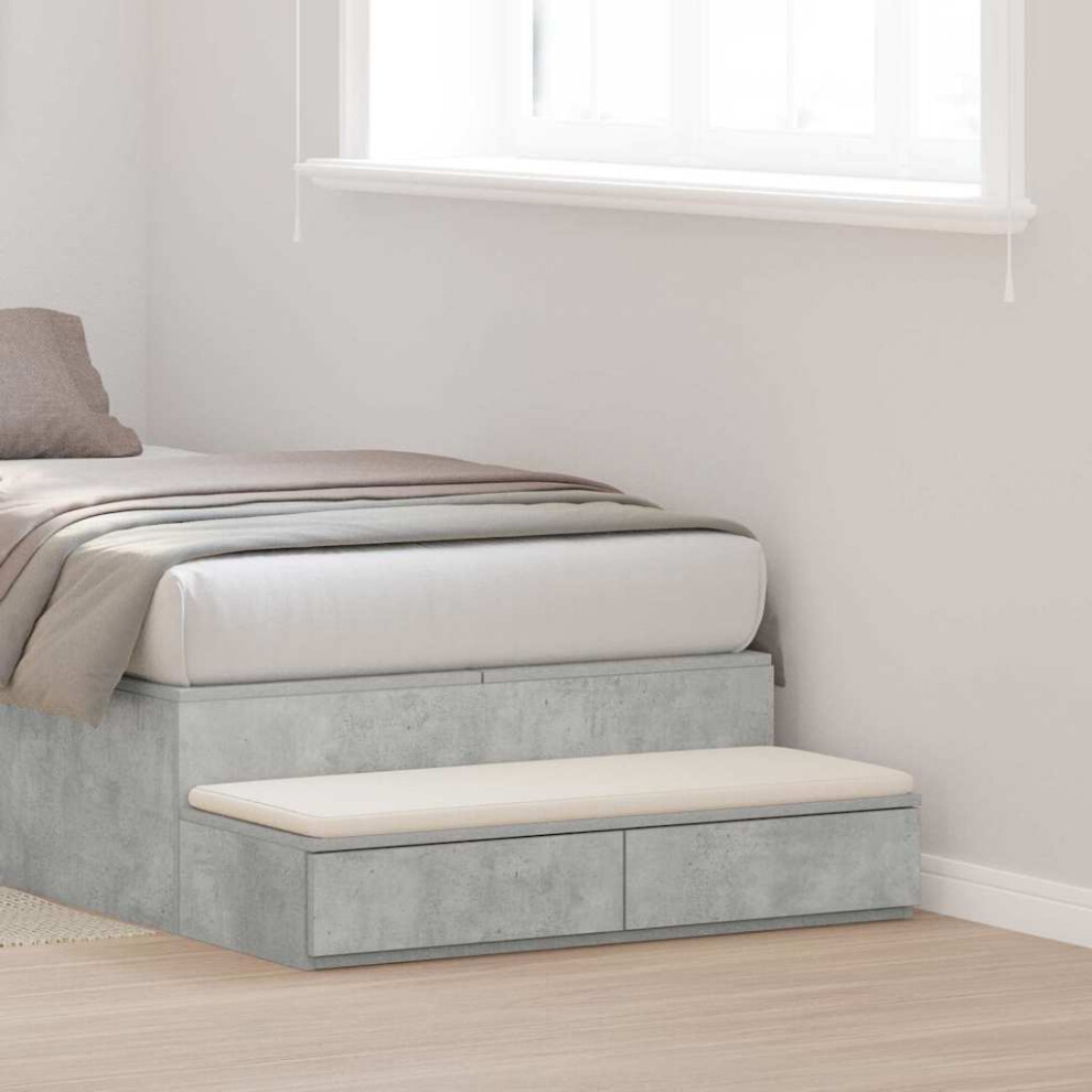 Vidaxl Bed Drawers Concrete 90 X 36.5 X 16.5 Cm Engineered Wood Grey