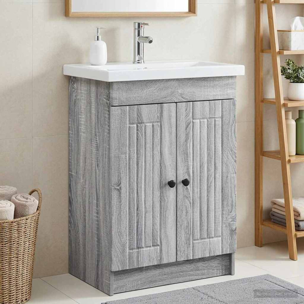 Vidaxl Bathroom Under Sink Cabinet Sonoma 78.5 X 37.5 X 81 Cm Grey