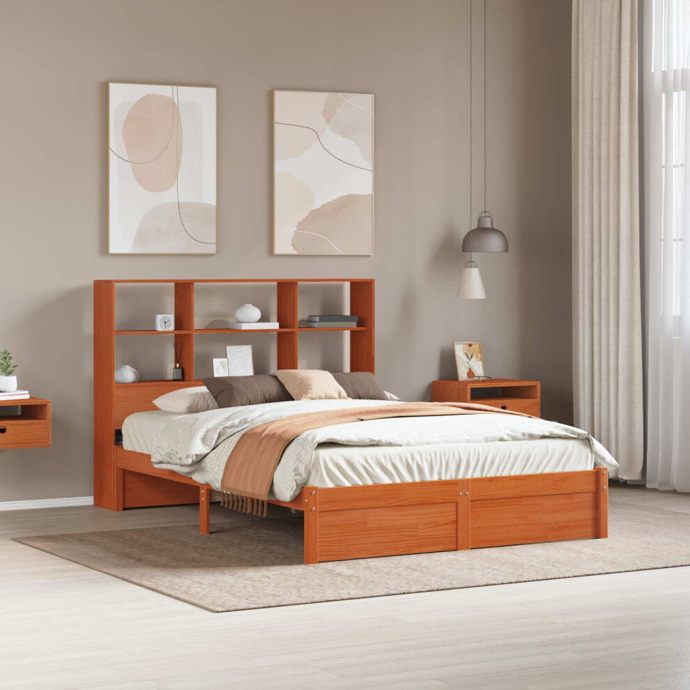 Vidaxl Bed Frame With Storage Headboard Wax Brown 140 X 190 Cm