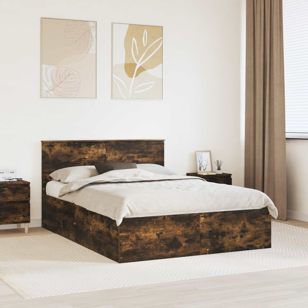 Vidaxl Bed Frame Smoked Oak 150 X 200 Cm Engineered Wood
