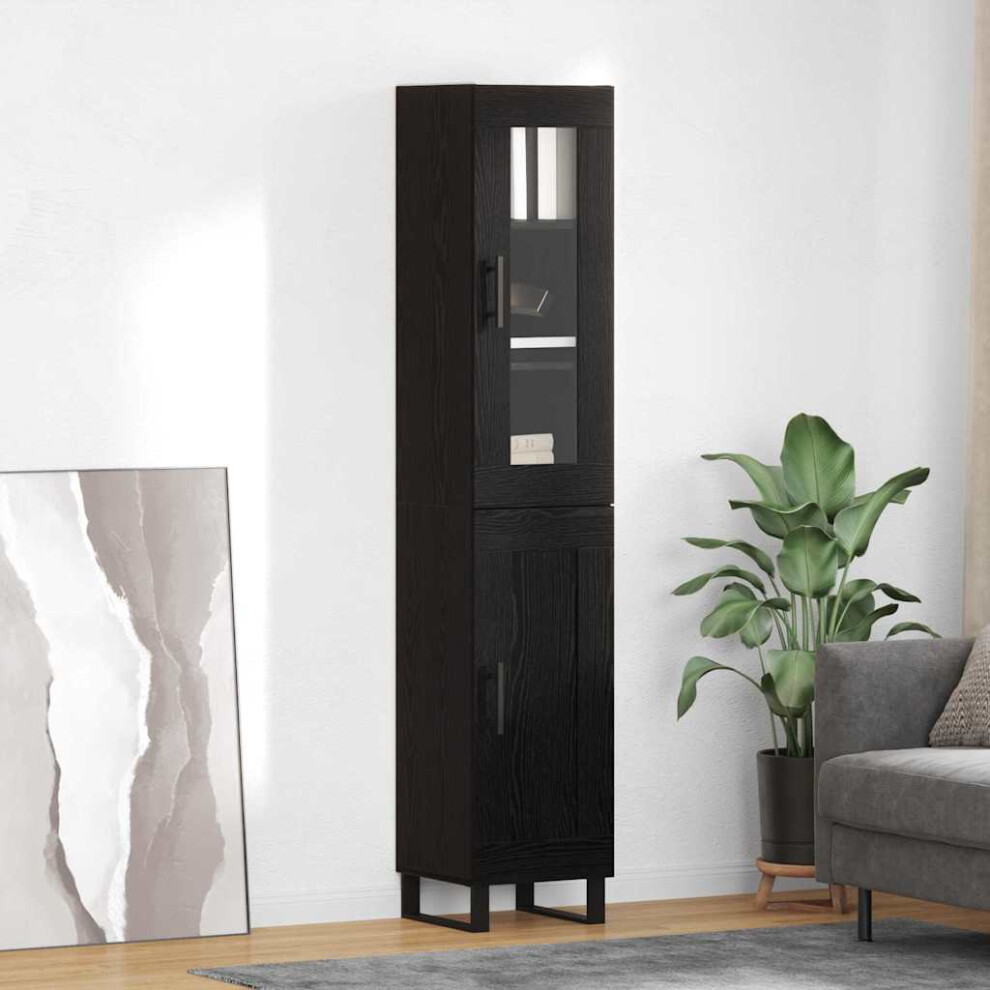 Vidaxl Highboard Black Oak 34.5 X 34 X 180 Cm Engineered Wood