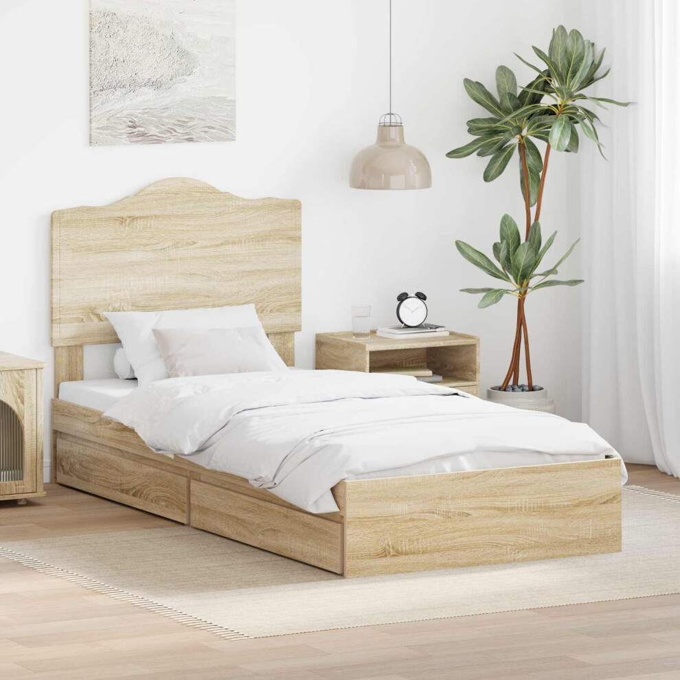 Vidaxl Storage Bed With Drawer Sonoma Oak 90 X 190 Cm Engineered Wood