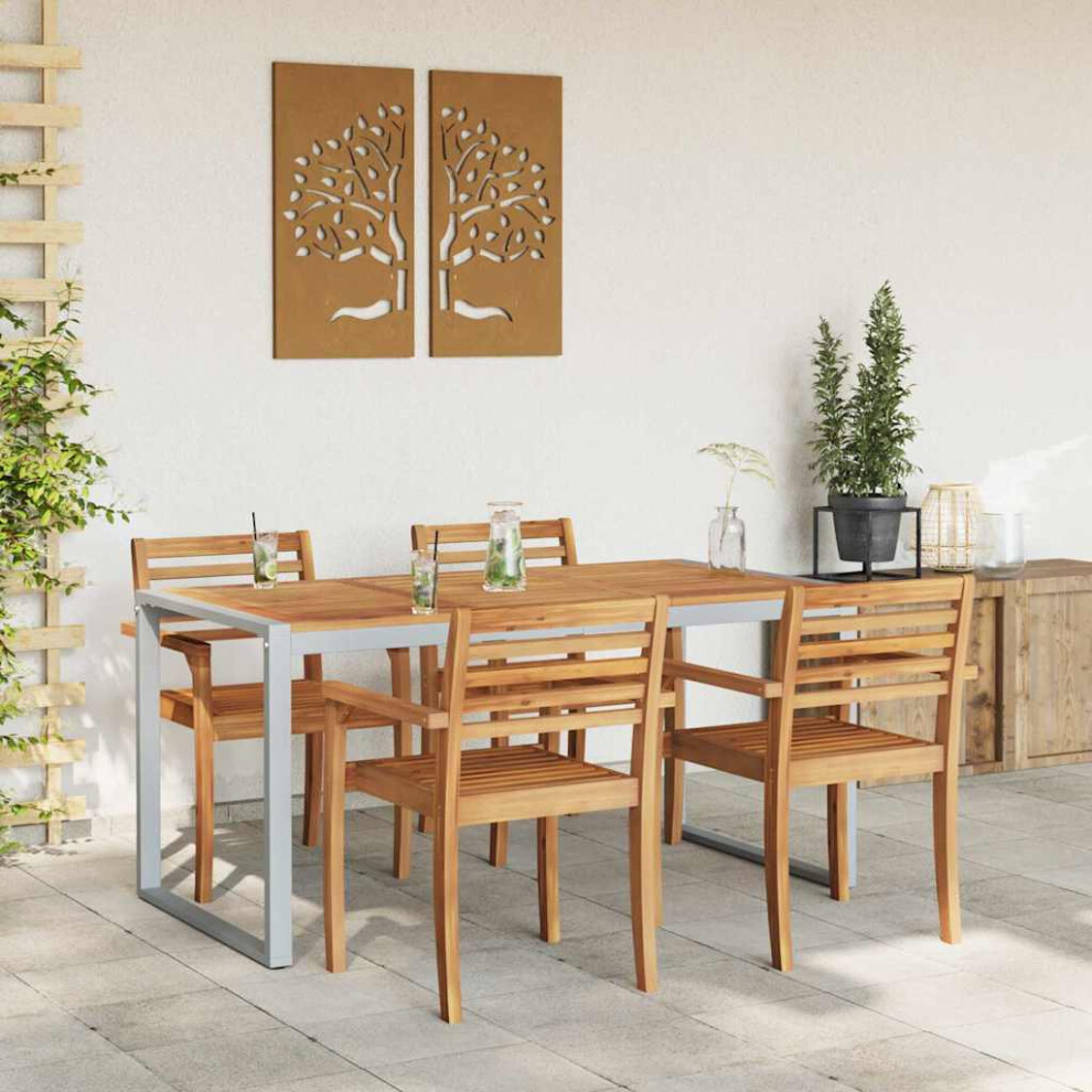 Vidaxl Garden Table Grey 160 X 80 X 75 Cm Solid Acacia Wood