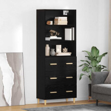 vidaXL Highboard Black Oak 69.5 x 32.5 x 180 cm Engineered Wood