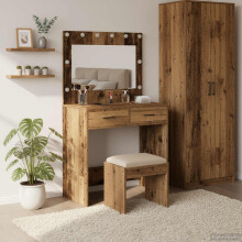 vidaXL Dressing Table Old Wood 78.5 x 41 x 135 cm Engineered Wood