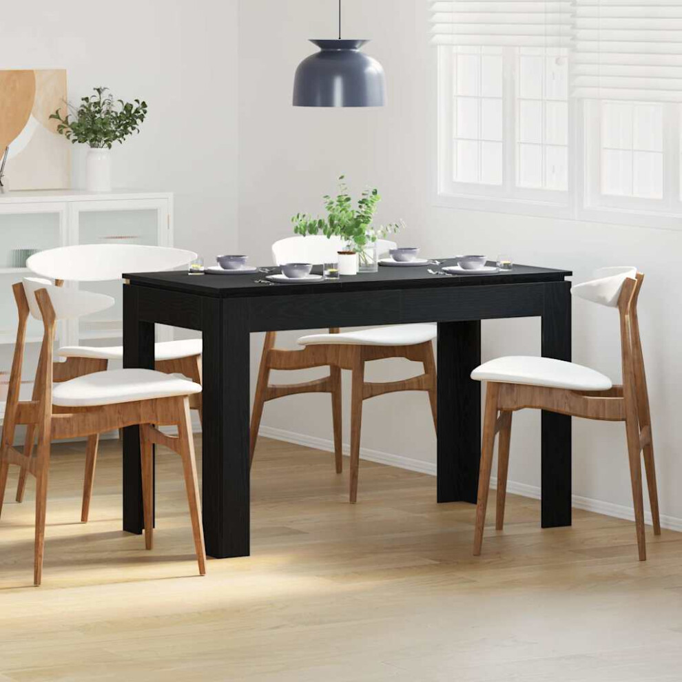 Vidaxl Dining Table Black Oak 120X60x76 Cm Engineered Wood