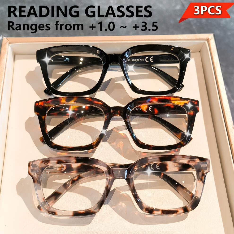 (250, 3pcs) Set of 3 Trendy Square Eyeglasses for Both Genders - Flexible Hinges, Comfortable Wear, And Sturdy Build