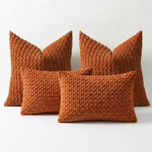 (Orange) [Soft Striped Corduroy] 4pcs, Soft Striped Corduroy Throw Pillow Covers, Modern Luxury Decorative Cushion Covers