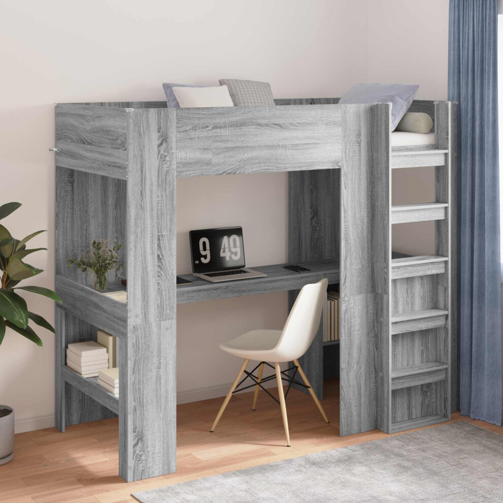 Vidaxl Loft Bed Frame With Desk With Storage Sonoma 100 X 200 Cm Grey