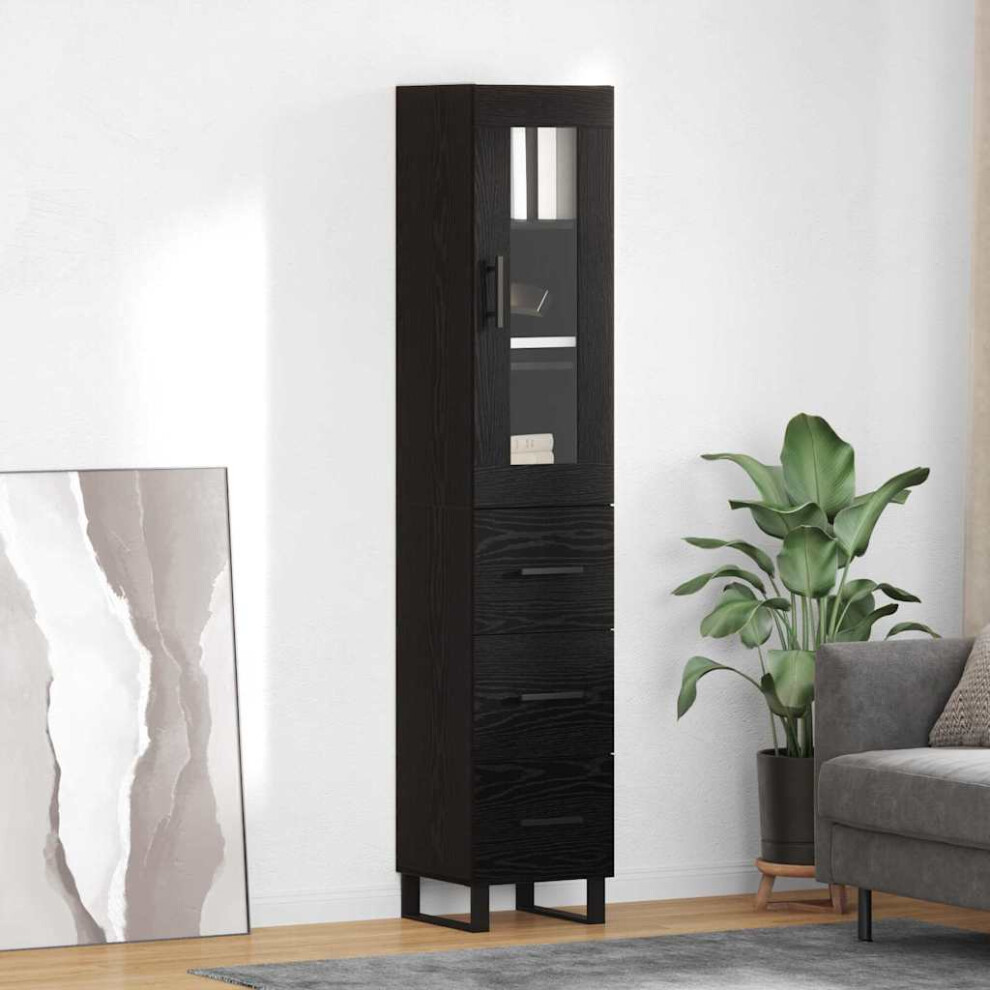 Vidaxl Highboard Black Oak 34.5 X 34 X 180 Cm Engineered Wood