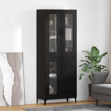 vidaXL Highboard Black Oak 69.5 x 34 x 180 cm Engineered Wood