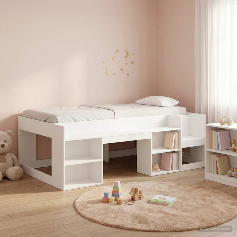 Vidaxl Kids'bed Frame With Storage 75 X 190 Cm Engineered Wood White