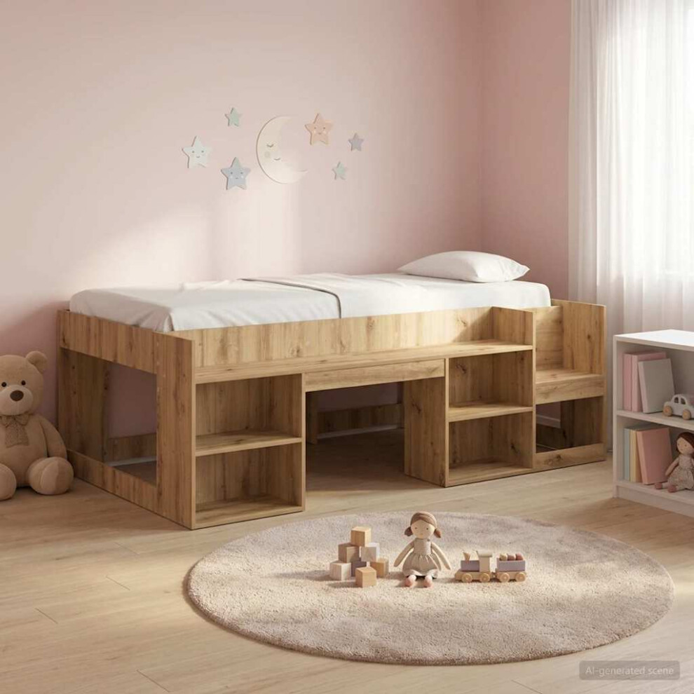 Vidaxl Kids'bed Frame With Storage Artisan Oak 90 X 190 Cm