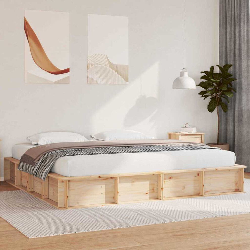 Vidaxl Bed Frame Brown 200 X 200 Cm Solid Pine Wood