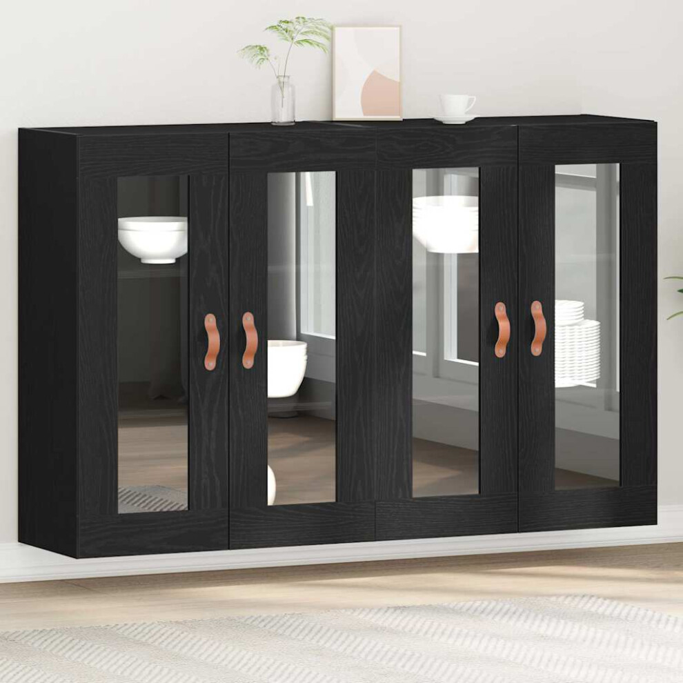 Vidaxl Wall Cabinets 2 Pcs Black Oak 69.5 X 34 X 90 Cm Engineered Wood