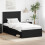 VidaXL vidaXL Bed Frame with Headboard Black 100 x 200 cm Solid Pine Wood 1