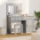 VidaXL vidaXL Dressing Table with Mirror Lights 2 pcs Grey Engineered wood 1