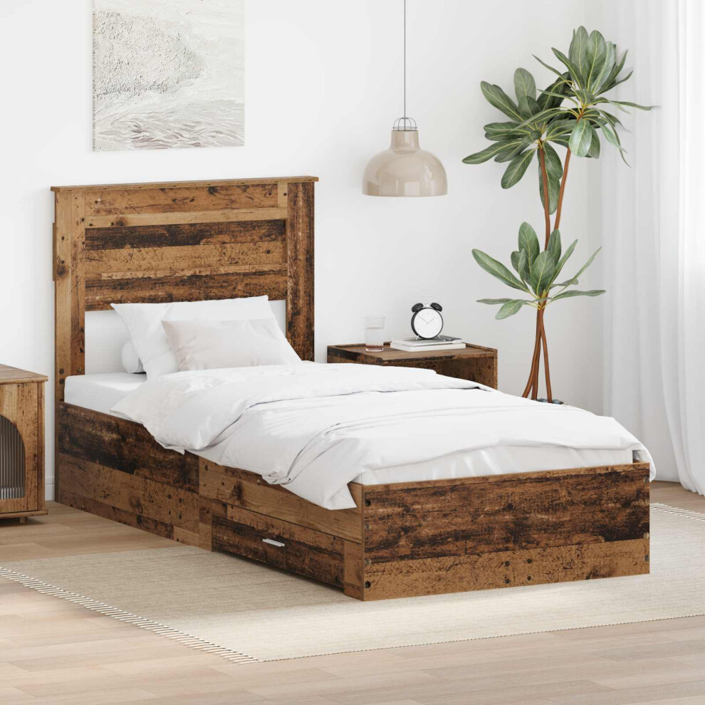 Vidaxl Bed Frame With Headboard Old Wood 90 X 190 Cm Engineered Wood