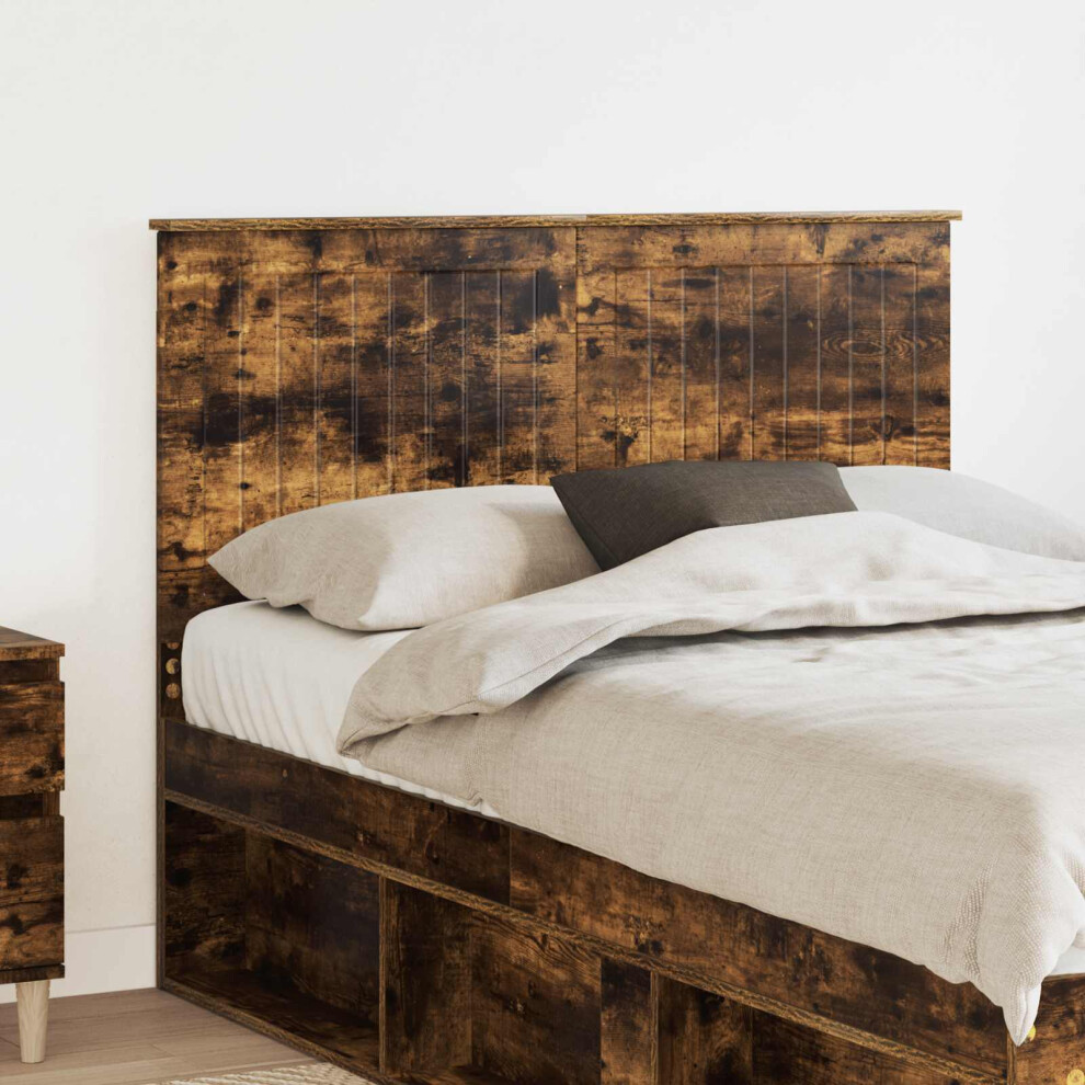 Vidaxl Headboard With Headboard Smoked Oak 135 Cm Engineered Wood