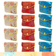 36-Piece Jewelry Silk Purse Bag Brocade Embroidery Bag Gift Bag, Various Colors