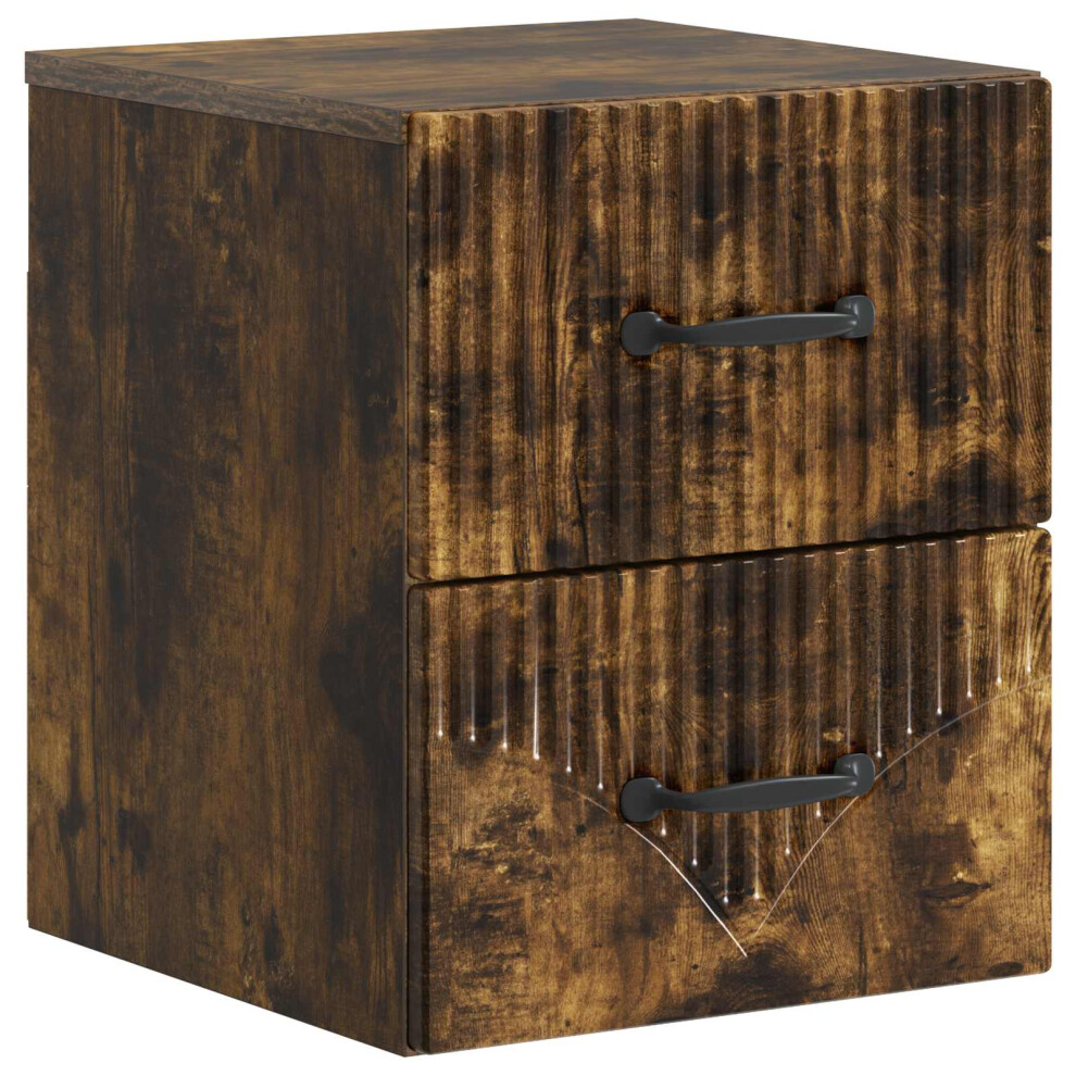 Vidaxl Wall-Mounted Bedside Cabinet Smoked Oak 34.5 X 33 X 40 Cm