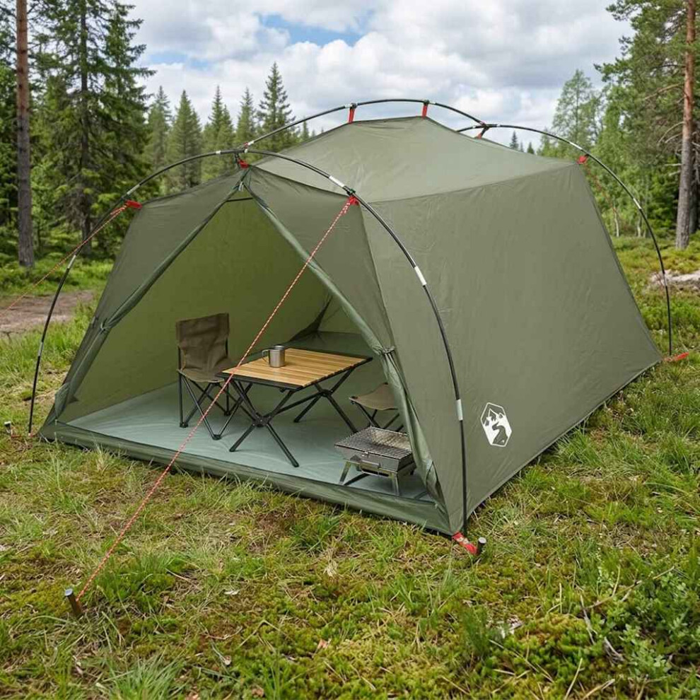 Vidaxl Tunnel Tent Olive Green 2-Person 185T Polyester With Pu Coating