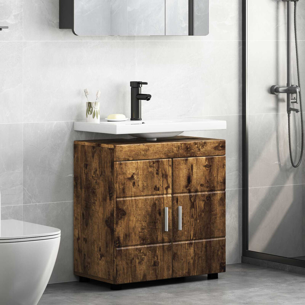 Vidaxl Bathroom Cabinet Set Tulum Smoked Oak 60 X 34 X 63 Cm