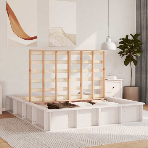 VidaXL vidaXL Bed Frame White 150 x 200 cm Solid Pine Wood 2