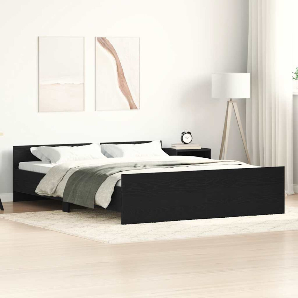 Vidaxl Bed Frame Without Mattress Black Oak 150X200 Cm Engineered Wood