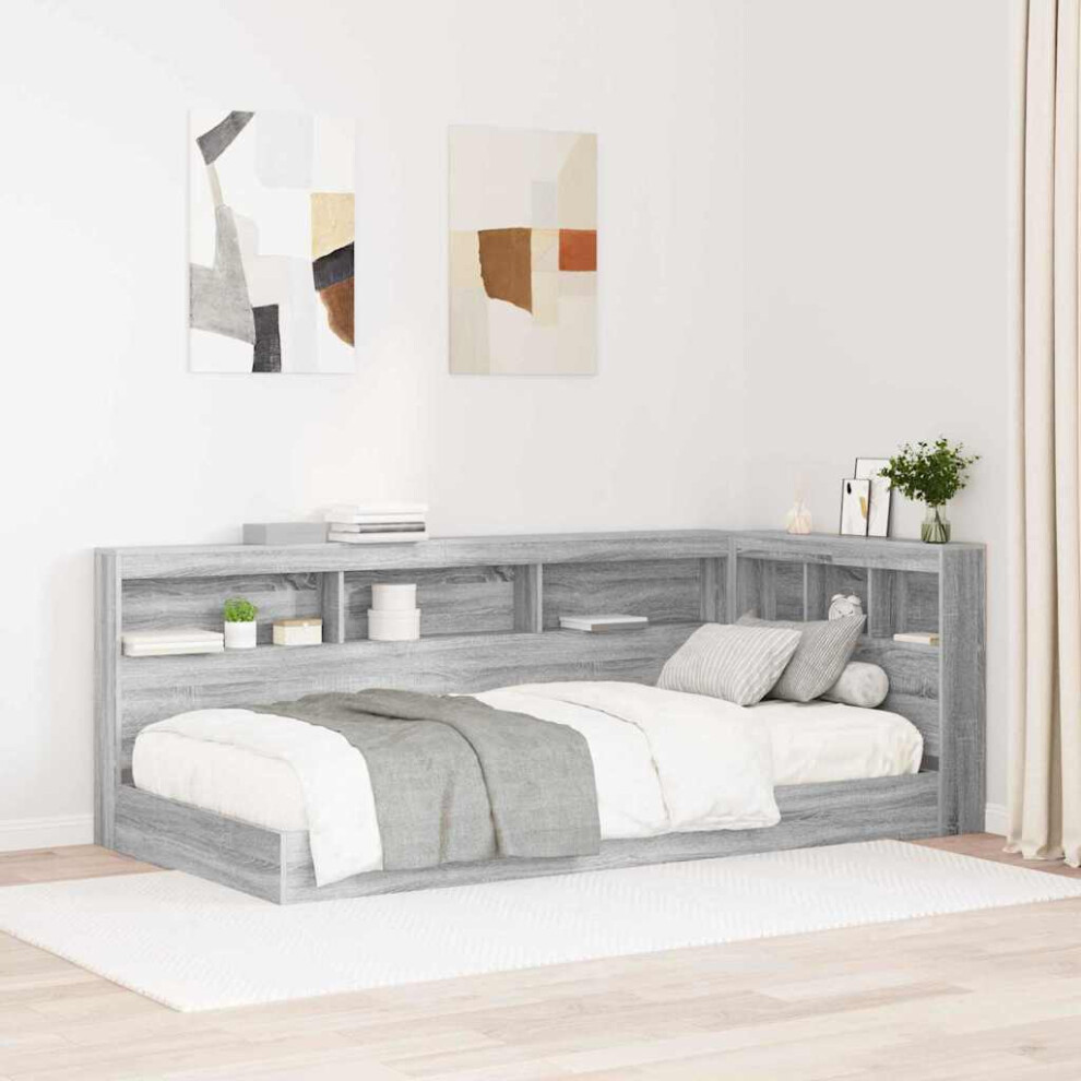 Vidaxl Storage Headboard With Shelf Sonoma 90 Cm Engineered Wood Grey