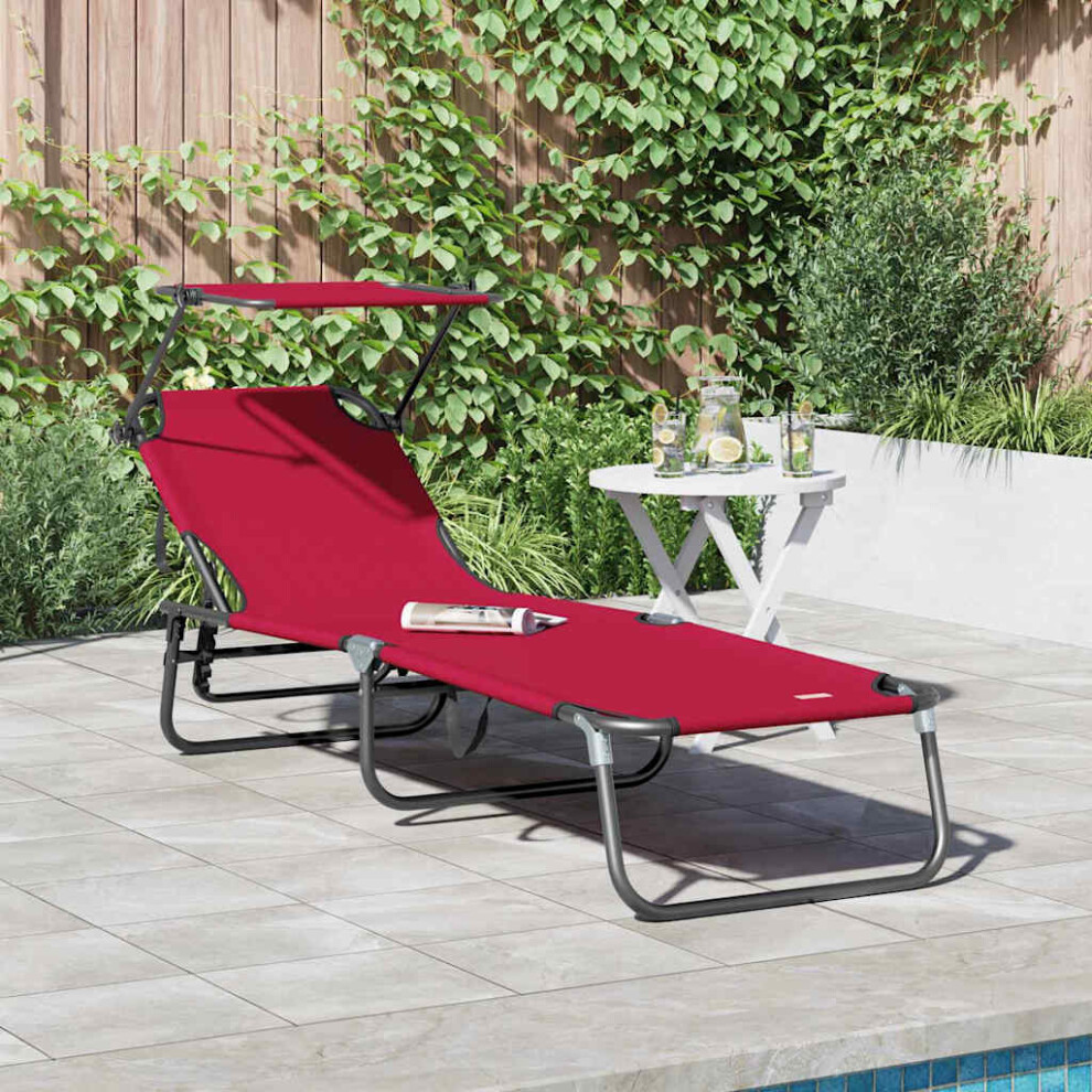 Vidaxl Folding Sun Lounger Folding Red 190 X 57 X 81 Cm Oxford