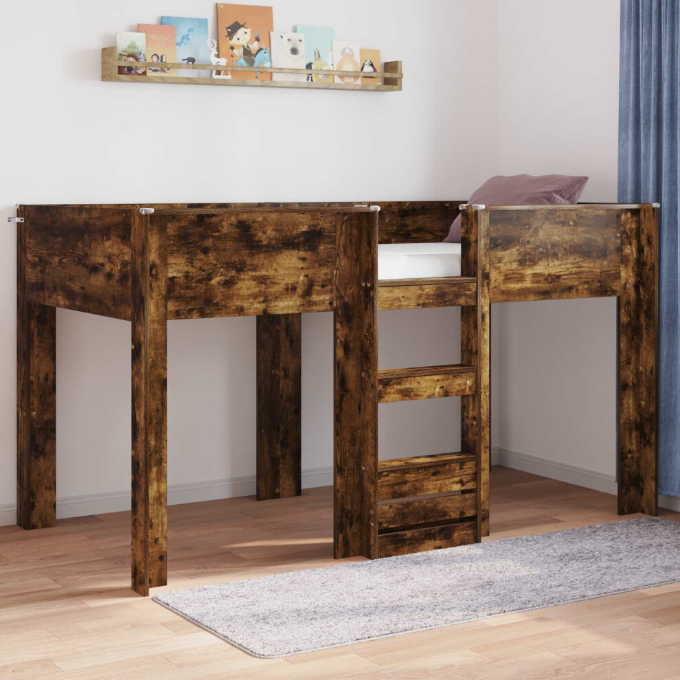 Vidaxl Bunk Bed For Kids Smoked Oak 100 X 200 Cm Engineered Wood
