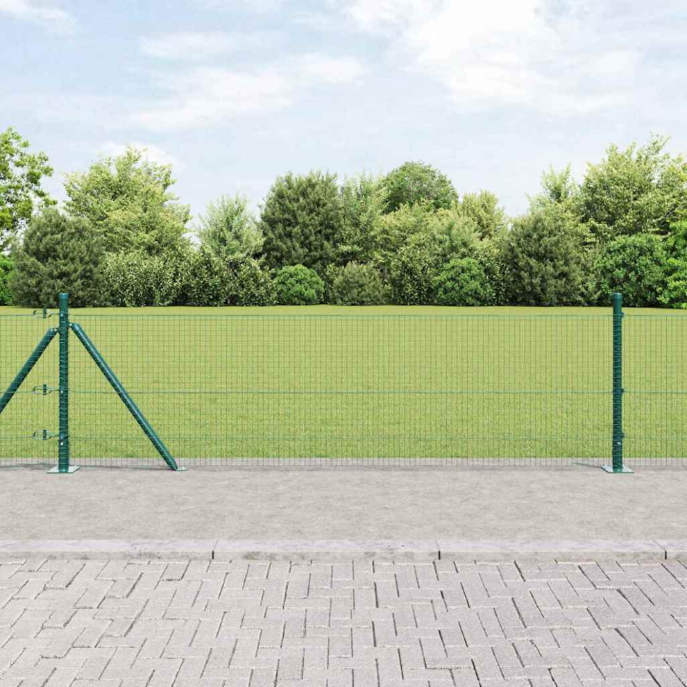 Vidaxl Welded Wire Fence With Concrete Base 50 X 0.4 M Green Mesh
