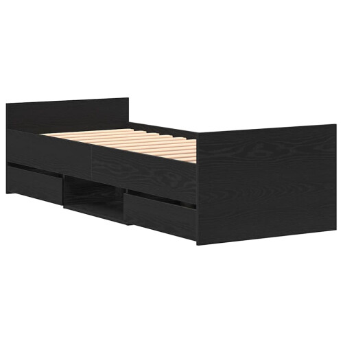 VidaXL vidaXL Bed Frame Black Oak 193 x 78 x 50 cm Engineered Wood 2