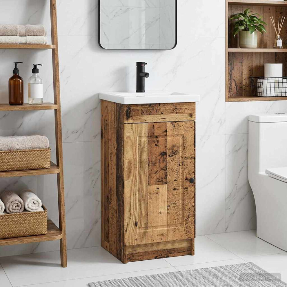Vidaxl Bathroom Vanity With Sink Old Wood 42 X 40 X 84.5 Cm