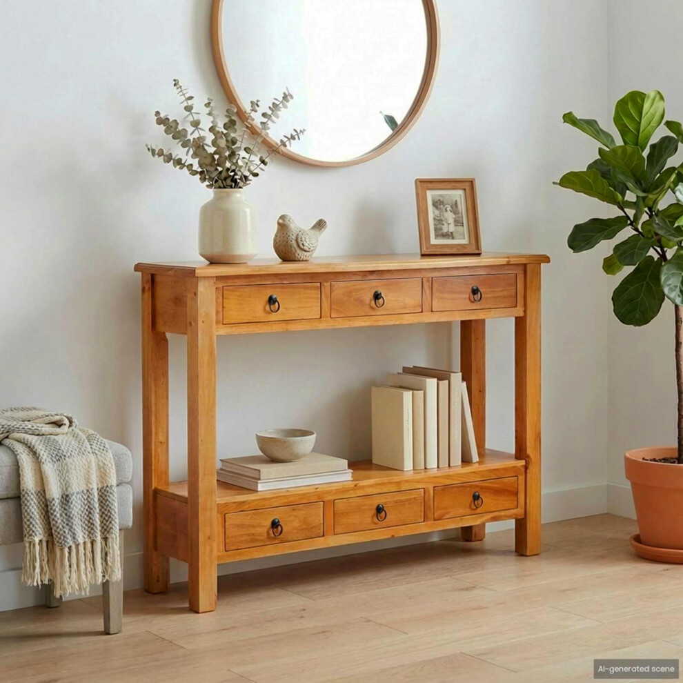 Vidaxl Console Table Natural 115 X 32 X 76 Cm Solid Mahogany Wood Brown