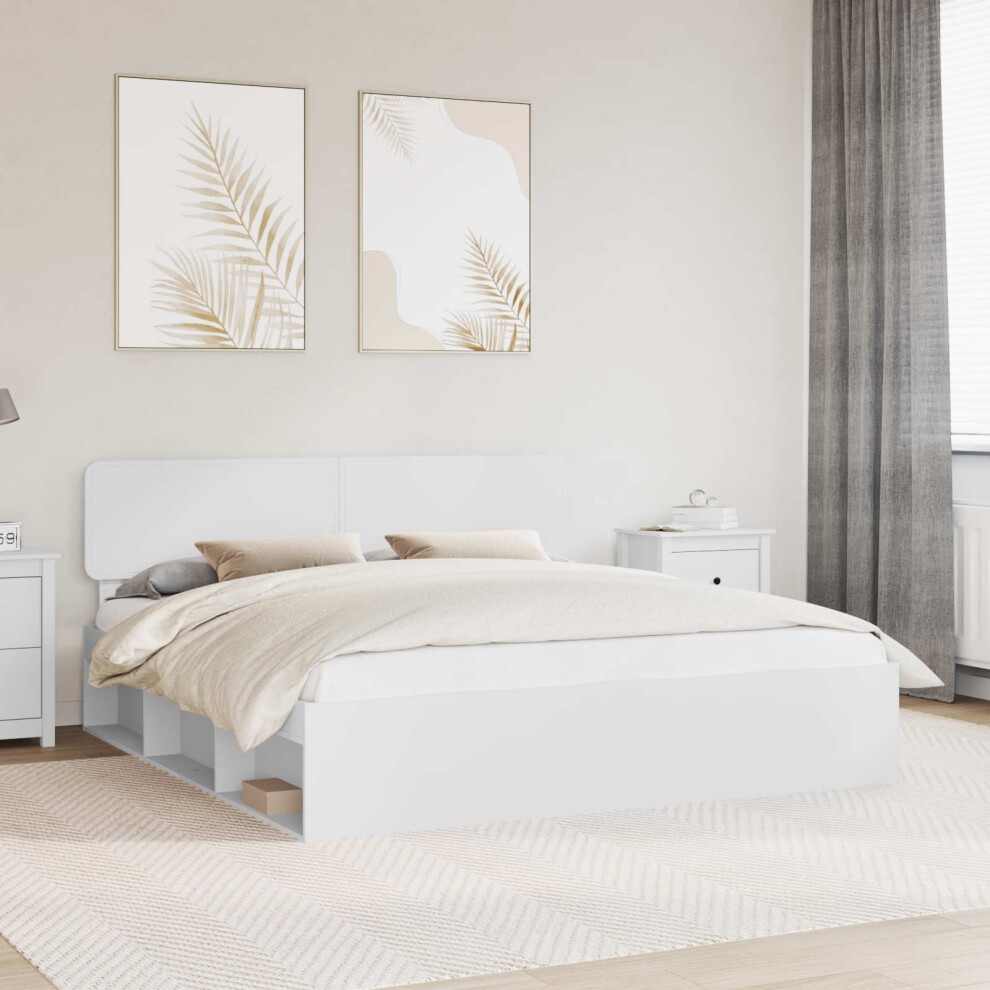 Vidaxl Bed Frame With Headboard 180 X 200 Cm Solid Pine Wood White